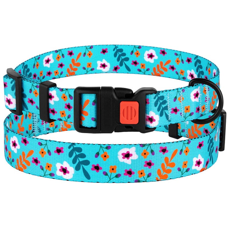 CollarDirect Nylon Dog Collar Floral Pattern Aquamarine 12-16 inch - Image 5